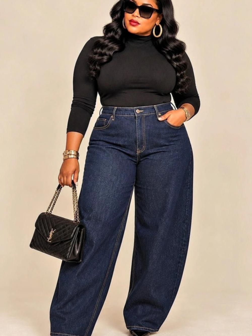 Free Assembly Barrel Leg Jean Wide Leg Blue Waist 14